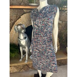 Royal Robbins Floral Blue White Modal Blend Midi Dress Women's Size Small